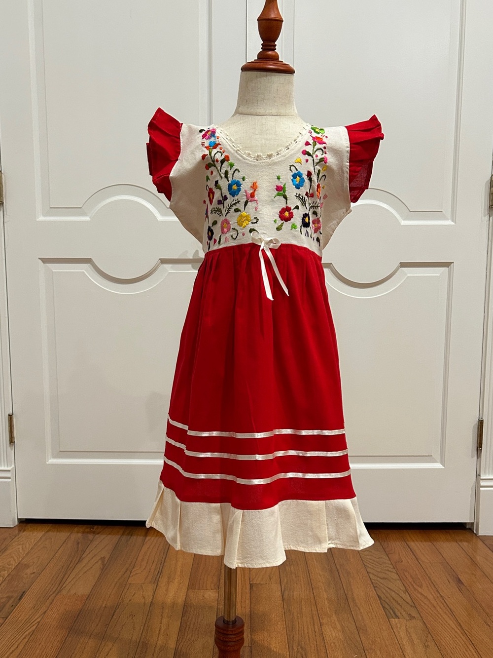 Mexican Girls Dress With Hand Embroidered.